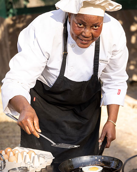 Dorcas chef par excellence of Roger Dugmore Safaris